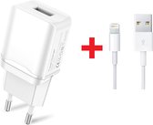 iPhone Xs Lader - Premium USB Oplader + Lightning Kabel van 1 Meter | Apple iPhone Xs Lader | Oplader voor iPhone Xs | Thuislader geschikt voor iPhone Xs