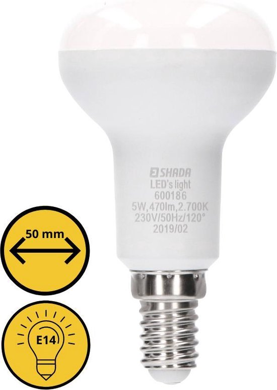 Proventa Longlife LED Reflectorlamp met kleine E14 Fitting - T vorm - ⌀ 50 - 1 x... | bol.com