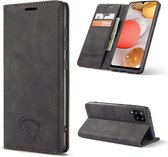 Hoesje Geschikt voor Samsung A42 met Anti Skim Bescherming - Pasjes Bookcase RFID Beschermd - Black