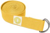 Yoga Riem Saffraan Geel - 100% BIO katoen (KBA) - GOTS - voor betere rek - voor beginners en gevorderden - yogariem met metalen sluiting [250 x 3,8 cm] - yoga belt - yoga gordel -