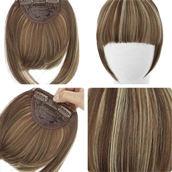 Clip In Pony Haarpony Fringe Bangs Hairextensions bruin | bol.com