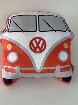 Sierkussen - Pluche Kampeerbus Vw - Rood - 30 Cm X 32 Cm