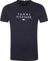 Tommy Hilfiger Logo Flag T-shirt Donkerblauw - maat XL