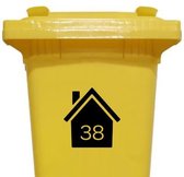 Klikosticker - met uw huisnummer - zwart - container sticker - kliko stickers - 14,5 cm x 15,5 cm - cijfersticker - vuilnisbaksticker