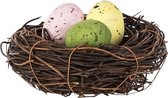 Vogelnest met eieren - Vogelnestje - Paasdecoratie - Pasen - Lente - Vogeldecoratie - 11x11xh4cm