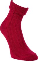 Bamboe sokken – kabelweving - 2 paar - rood– naadloos – dubbele omslag - maat 39/42