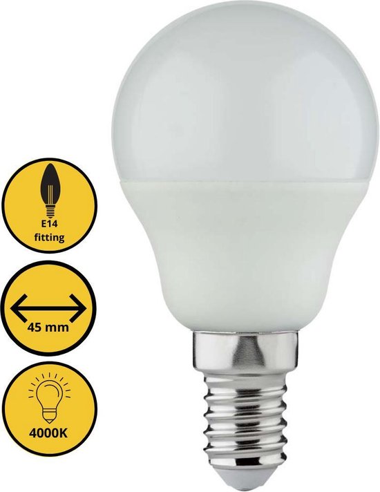 Proventa Longlife LED lamp met kleine E14 fitting - Peer - 4000k koud wit -  1 x LED... | bol.com