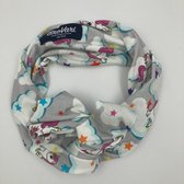 BroVari Haarband/Bandana - Kind - Grijs - Unicorn/Eenhoorn - Met ijzer/alu draad