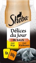 Sheba Delices du Jour in Saus Katten Natvoer - Kip & Kalkoen - 36 x 50 gr