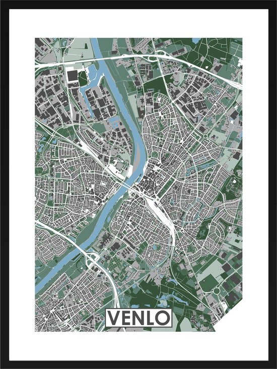 Venlo - stadskaart | Inclusief strakke moderne lijst | stadsplattegrond