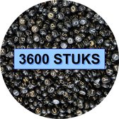 Fako Bijoux® - Letterkralen Rond Bulk - Letter Beads - Alfabet Kralen - Sieraden Maken - 3600 Stuks - Zwart/Zilver