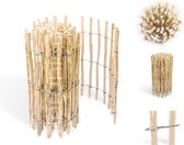 Floranica® geïmpregneerd tuinhek | Lengte: 500 cm | Hoogte: 100 cm | Stavenafstand: 4-6 cm | Genaaid schapenhekje Notenhout | Houten hekje | Palissade | rolhek | Hek | 35 maten