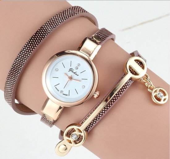 Yuhao Horloge Armband Bruin