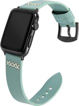 Geschikt voor Apple Watch bandje 38 / 40 / 41 mm - Series 1 2 3 4 5 6 7 8 SE - Smartwatch iWatch horloge band - 38mm 40mm 41mm - Fungus - PU Leer - Groen - Vier kruis