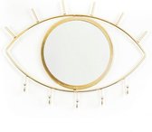 Goudkleurige oog spiegel - met haakjes - wanddecoratie - spiegel