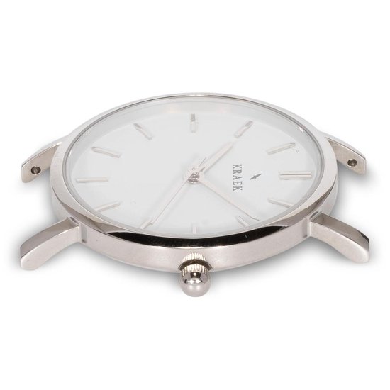 KRAEK Amber Zilver Wit 32 mm | Dames Horloge | Stalen horlogebandje | Schakelbandje | Minimaal Design | Solis collectie