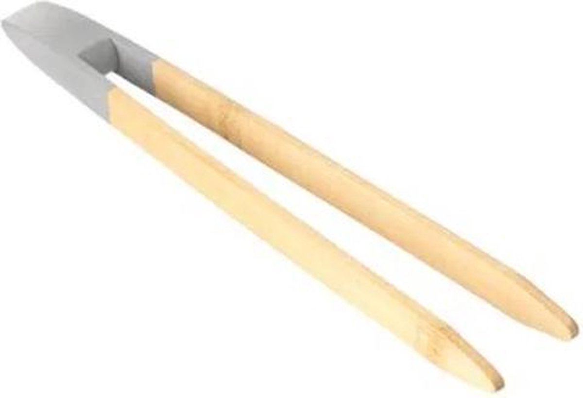 5Five Bamboe Tang 24cm – Grijptang -Grilltang – toastertang – serveertang keukentang – BBQ tang houten