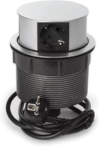 Perel Pop-upstekkerdoos, 4 stopcontacten met randaarde (type F), montagegat 121 mm, gebruik binnenshuis, zwart/grijs