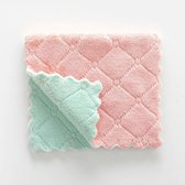 Microvezel Schoonmaakdoek - Milieuvriendelijk duurzame vaatdoek - Roze Groen - 1 stuks