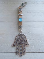 Sleutelhanger/tashanger van leer (hamsa hand)