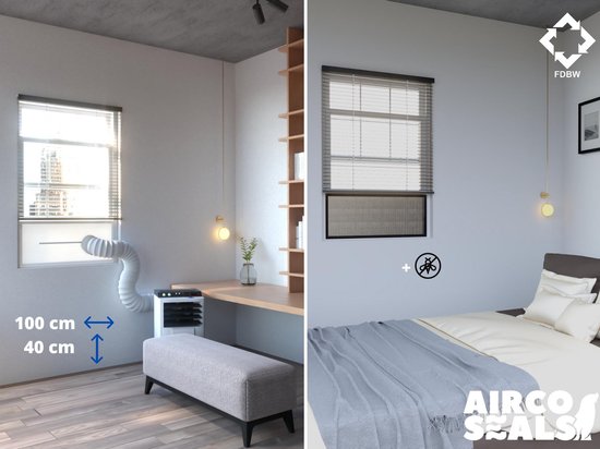 Airco raamafdichting schuifraam 100×40 cm met insectenhor, energiebesparend, makkelijk te installeren