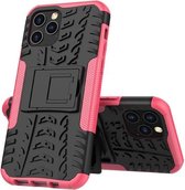 GadgetBay Shockproof kunststof en schokabsorberend TPU hoesje voor iPhone 12 en iPhone 12 Pro - zwart met roze