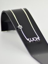 Ketting luck + klavertje vier - zilver