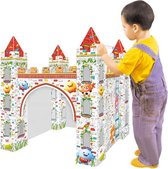 Inkleurbaar Speelhuis van Duurzaam Karton - 3D Kleurplaat - Speelkasteel - Tekenkasteel - Kartonnen Speelhuis - Speelhuisje voor binnen - Voor kinderen vanaf 3 jaar - Kleurplaat