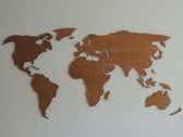 Paspartoet Houten wereldkaart met landgrenzen - 160x80 cm - rustiek eiken - houten wanddecoratie