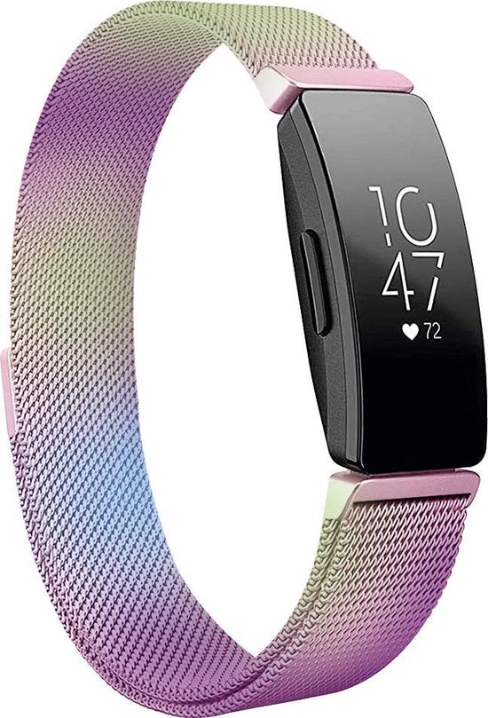 YONO Bandje geschikt voor Fitbit Inspire HR 2 Milanees Regenboog Small bol