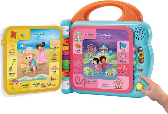 VTech Baby Mijn Eerste 100 Woordjes Leuke Plekken - NL/EN - Educatief Babyspeelgoed - Woordjes Leren - Lezen en Geluiden - Cadeau - Baby Speelgoed 1.5 tot 4 Jaar - VTech