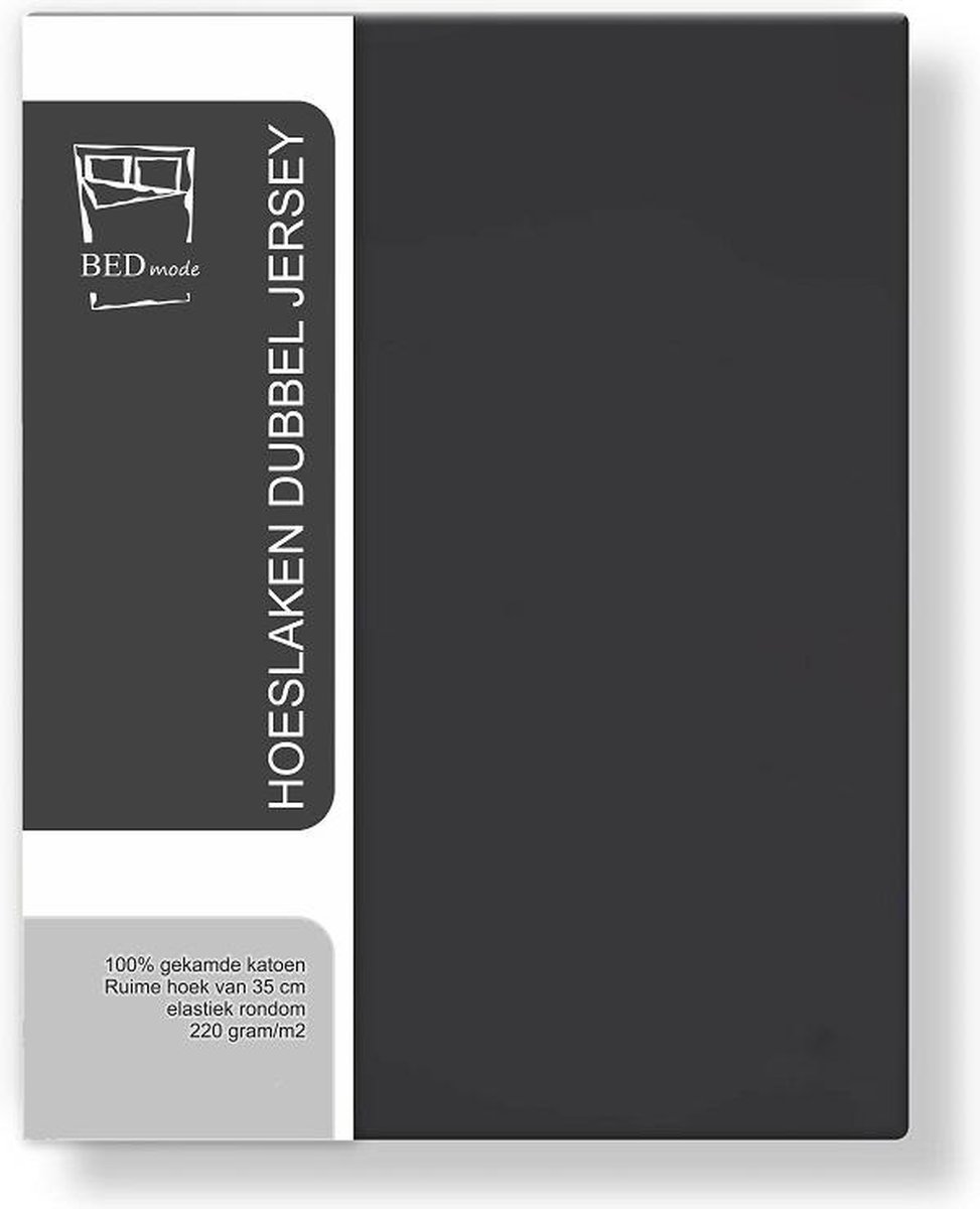 BEDMODE24 Hoeslaken dubbel jersey 180x200 antraciet