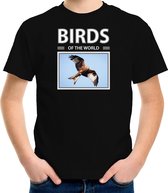 Dieren foto t-shirt Rode wouw - zwart - kinderen - birds of the world - cadeau shirt Rode wouw vogels liefhebber M (134-140)
