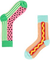 Binkie Socks Box | 2 paar Heren Sokken |Watermelon Hotdog Snack Sokken | Maat 43-46