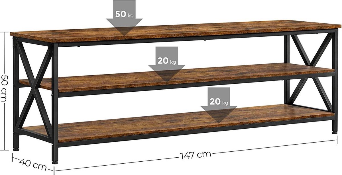 COSTWAY TV-Schrank, Lowboard mit offenen Fächern & Aufbewahrungskorb, TV-Regal für Fernseher bis 65 Zoll, Fernsehtisch, Fernsehschrank für Wohnzimmer, Schlafzimmer, Industrie-Design, 140 x 40 x 63 cm