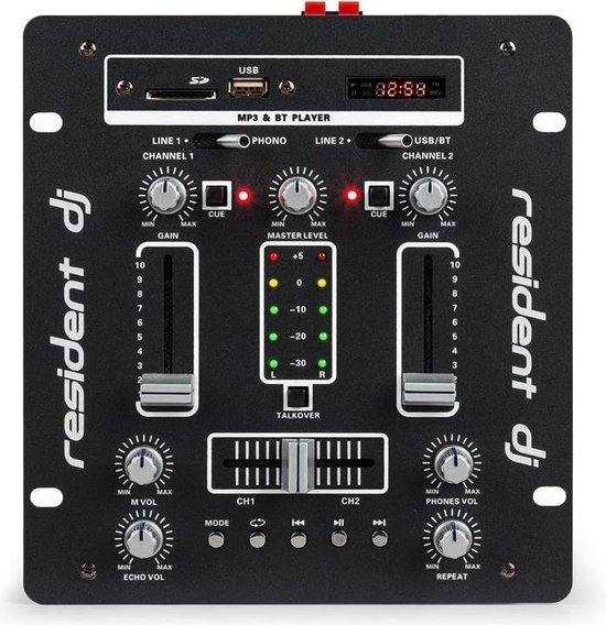 DJ25 DJ-mixer mengpaneel versterker bluetooth USB zwart/wit - Resident DJ
