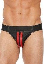 Plain Front With Zip Jock - Leather - Black/Red -