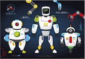Kidea Bureau Mat Robots 49 X 34 Cm Karton Blauw