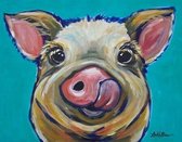 Lee Keller Art. Ceasar the Pig. Metalen wandbord 31,5 cm  x 40,5 cm..