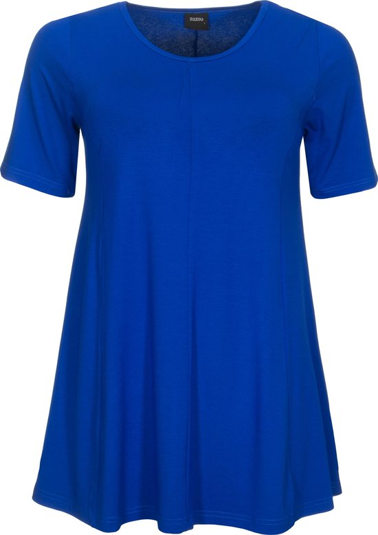 Zazou-A-lijn-shirt-korte-mouw- kobalt