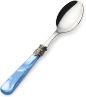 Suikerlepel / Dessertlepel, Lichtblauw met Parelmoer