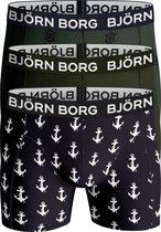 Björn Borg boxershorts Core (3-pack) - blauw en groen met ankers -  Maat: S
