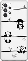 Samsung Galaxy A32 4G siliconen hoesje - Panda - Soft Case Telefoonhoesje - Zwart - Print