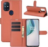 OnePlus Nord N10 hoesje - MobyDefend Kunstleren Wallet Book Case - Bruin - GSM Hoesje - Telefoonhoesje Geschikt Voor: OnePlus Nord N10