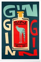 JUNIQE - Poster Gin Gin Gin -30x45 /Rood