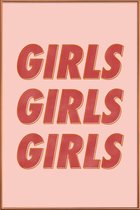 JUNIQE - Poster met kunststof lijst Girls Red -20x30 /Oranje & Rood