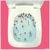JUNIQE - Poster met kunststof lijst Poolet -50x50 /Blauw & Roze