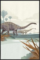 JUNIQE - Poster in kunststof lijst Diplodocus illustratie -30x45