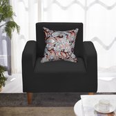 Love Seat Hoes met Kleurrijke Kussenhoes x 1 – Stretch – Zwart - Stoelhoes – 90-140 cm - FDBW – Hoes voor stoel