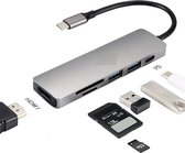 Aluminium USB C Hub Macbook Pro 2016 / 2017 / 2018 / 2019 - HDMI - USB C - Geheugenkaart - Geschikt voor Macbook Pro / Smartphone / Windows / Adapter / HDMI 4k / Thunderbolt 3 / SD/ Micro SD/